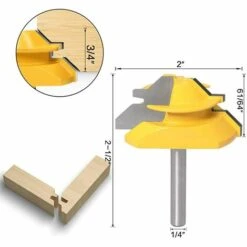 TANABATA 45 Degrés Verrouiller Mitre Routeur Bit + Mèche De Langue + Fraise à Rainurer, Fraise à Bois Pour Outils De Menuiserie (1/4'' (6,35mm)) -Toupie Soldes 55504642 3