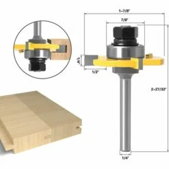 TANABATA 45 Degrés Verrouiller Mitre Routeur Bit + Mèche De Langue + Fraise à Rainurer, Fraise à Bois Pour Outils De Menuiserie (1/4'' (6,35mm)) -Toupie Soldes 55504642 5