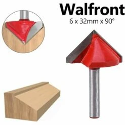 TINOR Fraise à Rainurer En Acier Tungstène CNC 90 Degrés Tige De 6 Mm Diamètre De 32 Mm Pour Fabrication De Panneaux 3D Rouge -Toupie Soldes 55576876 2