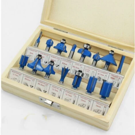 DONTODENT 1/4 En Carbure Avec Manche En Bois Fraise Set Outils Bois Cutter Vinaigrette Formant Fraise - 1/4*15 (bleu) 3 DONTODENT 1/4 En Carbure Avec Manche En Bois Fraise Set Outils Bois Cutter Vinaigrette Formant Fraise - 1/4*15 (bleu)