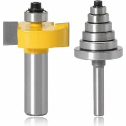 FLYME Mèche De Routeur Avec 6 Ensembles De Roulements, Rainureuse à Bois à Tige De 1/2" Pour Plusieurs Profondeurs 1/8", 1/4", 5/16", 3/8", 7/16", 1/2"