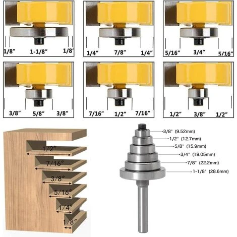 FLYME Mèche De Routeur Avec 6 Ensembles De Roulements, Rainureuse à Bois à Tige De 1/2" Pour Plusieurs Profondeurs 1/8", 1/4", 5/16", 3/8", 7/16", 1/2" 6 FLYME Mèche De Routeur Avec 6 Ensembles De Roulements, Rainureuse à Bois à Tige De 1/2" Pour Plusieurs Profondeurs 1/8", 1/4", 5/16", 3/8", 7/16", 1/2" – Image 4