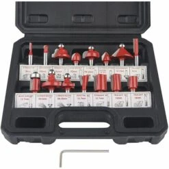 LEDMOMO Fraises Defonceuse 6.35mm. Coffret De 15 Fraises Tige De 6.35mm 1/4", Coupe-outils Pour Travail Bois à Pointe En Carbure De Tungstène, Tige Forets En Acier Forgé