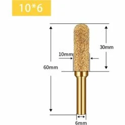 CHANCEY Diamant Tête De Meulage Fraises De Toupie - Tige De 6mm Fond Rond Métal Bits De Routeur Garniture Bavures Outils De Sculpture Pour Fonte/Acier Inoxydable/Tuiles/Marbre/Pierre (10mm)SEMAket，or -Toupie Soldes 57795119 2