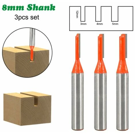 FR-LIFE BR-Vie 8mm Tige Straight Routeur Bit Set, 3pcs Fraise à Rainurer Fraise à Bois Coupe-flûte Simple Mèches Carbide Router Bits à Bois Fraise à Menuiserie Outil 4 FR-LIFE BR-Vie 8mm Tige Straight Routeur Bit Set, 3pcs Fraise à Rainurer Fraise à Bois Coupe-flûte Simple Mèches Carbide Router Bits à Bois Fraise à Menuiserie Outil – Image 2