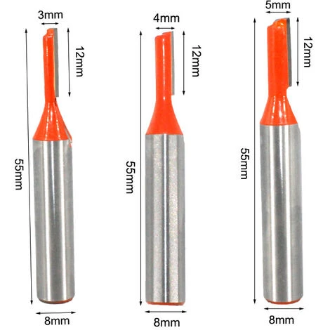 FR-LIFE BR-Vie 8mm Tige Straight Routeur Bit Set, 3pcs Fraise à Rainurer Fraise à Bois Coupe-flûte Simple Mèches Carbide Router Bits à Bois Fraise à Menuiserie Outil 5 FR-LIFE BR-Vie 8mm Tige Straight Routeur Bit Set, 3pcs Fraise à Rainurer Fraise à Bois Coupe-flûte Simple Mèches Carbide Router Bits à Bois Fraise à Menuiserie Outil – Image 3