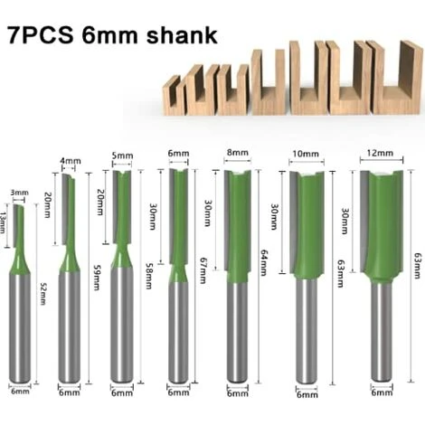 GRID COOL 7Pcs Fraise Droite à Queue De 6 Mm, Fraise Droite Defonceuse, Pour Bois Carbure De TungstèNe Outil De Travail Du Bois,3mm 4mm 5mm 6mm 8mm 10mm 12mm 4 GRID COOL 7Pcs Fraise Droite à Queue De 6 Mm, Fraise Droite Defonceuse, Pour Bois Carbure De TungstèNe Outil De Travail Du Bois,3mm 4mm 5mm 6mm 8mm 10mm 12mm – Image 2