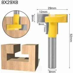 GRID COOL 8mm T-Track Routeur à Rainure En T Forme Routeur Bits Coupe Du Bois De Fraisage Outil Routeur Lame Bord Droit Bit 8mm Lame Jaune -Toupie Soldes 58349357 3
