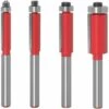 CHANCEY 4 Pièces Fraise à Copier 1/4" Outils De Fraisage De Menuiserie Bricolage De Coupe Avec Roulement Supérieur, Queue Garniture Affleurante Routeur，SEMAket -Toupie Soldes 59618767 1