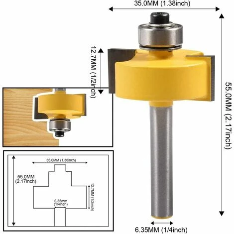 IRISFR Mèche De Routeur à Feuillure 1/4 '' Avec 6 Roulements Réglables, Fraise à Rainurer En Carbure Cimenté, Pour Le Travail Du Bois Et Les Outils De Bricolage,Lilaris 4 IRISFR Mèche De Routeur à Feuillure 1/4 '' Avec 6 Roulements Réglables, Fraise à Rainurer En Carbure Cimenté, Pour Le Travail Du Bois Et Les Outils De Bricolage,Lilaris – Image 2