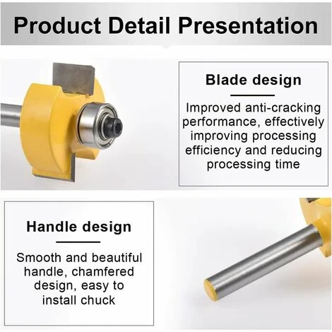 IRISFR Mèche De Routeur à Feuillure 1/4 '' Avec 6 Roulements Réglables, Fraise à Rainurer En Carbure Cimenté, Pour Le Travail Du Bois Et Les Outils De Bricolage,Lilaris 7 IRISFR Mèche De Routeur à Feuillure 1/4 '' Avec 6 Roulements Réglables, Fraise à Rainurer En Carbure Cimenté, Pour Le Travail Du Bois Et Les Outils De Bricolage,Lilaris – Image 5