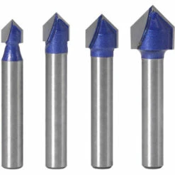 TRIOMPHE 4 PCS 6mm Tige V Rainure En Carbure Monobloc Routeur CNC Gravure 90 Degrés V-Rainurage Bit Outils De Travail Du Bois,T-Audace