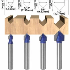 TRIOMPHE 4 PCS 6mm Tige V Rainure En Carbure Monobloc Routeur CNC Gravure 90 Degrés V-Rainurage Bit Outils De Travail Du Bois，T-Audace -Toupie Soldes 60522559 3