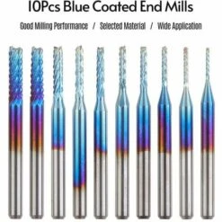 HANBING Fraise à Couteau Pour Machine à Graver En Acier Au Tungstène, Fraise à Maïs Plaqué Bleu (fraise Plaquée Bleu 10pc 0.8-3.175mm) 11 HANBING Fraise à Couteau Pour Machine à Graver En Acier Au Tungstène, Fraise à Maïs Plaqué Bleu (fraise Plaquée Bleu 10pc 0.8-3.175mm) -Toupie Soldes 60607741 5