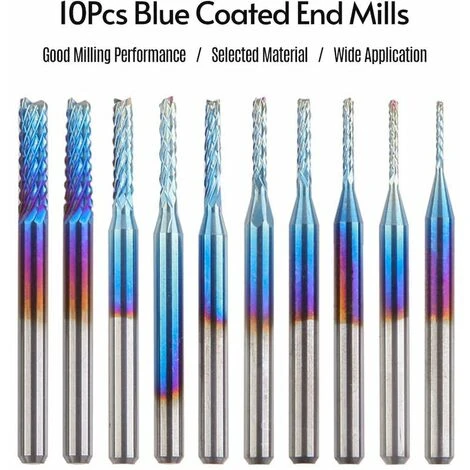 HANBING Fraise à Couteau Pour Machine à Graver En Acier Au Tungstène, Fraise à Maïs Plaqué Bleu (fraise Plaquée Bleu 10pc 0.8-3.175mm) 7 HANBING Fraise à Couteau Pour Machine à Graver En Acier Au Tungstène, Fraise à Maïs Plaqué Bleu (fraise Plaquée Bleu 10pc 0.8-3.175mm) – Image 5