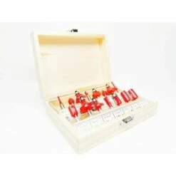 FLYME Fraise Defonceuse 15 Pcs 6.35mm Fraise à Rainurer Fraise à Bois Routeur Bit 1/4" Milling Cutter Router Bit Kit Avec Boîtier En Bois