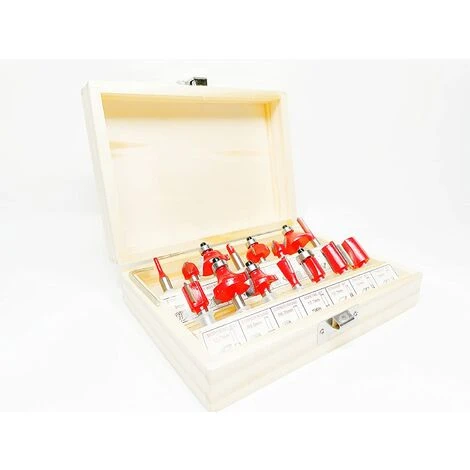 FLYME Fraise Defonceuse 15 Pcs 6.35mm Fraise à Rainurer Fraise à Bois Routeur Bit 1/4" Milling Cutter Router Bit Kit Avec Boîtier En Bois 3 FLYME Fraise Defonceuse 15 Pcs 6.35mm Fraise à Rainurer Fraise à Bois Routeur Bit 1/4" Milling Cutter Router Bit Kit Avec Boîtier En Bois