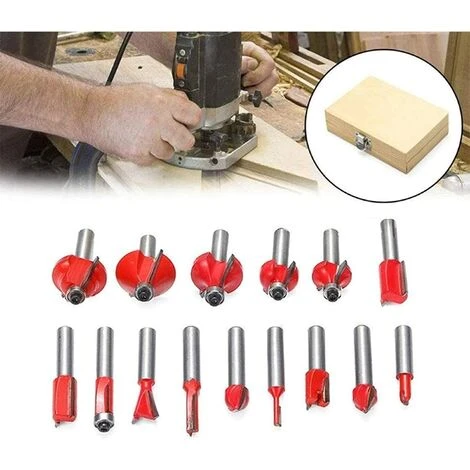 FLYME Fraise Defonceuse 15 Pcs 6.35mm Fraise à Rainurer Fraise à Bois Routeur Bit 1/4" Milling Cutter Router Bit Kit Avec Boîtier En Bois 7 FLYME Fraise Defonceuse 15 Pcs 6.35mm Fraise à Rainurer Fraise à Bois Routeur Bit 1/4" Milling Cutter Router Bit Kit Avec Boîtier En Bois – Image 5