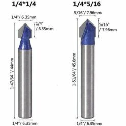 4pcs 6.35mm Tige 90°V Groove Routeur Bits Fraisage Du Bois 6.35mm, 7.94mm, 9.52mm, 12.7mm Fraise à Rainurer Bits En Forme V, Outil De Coupe Du Bois Bleu GrooFoo -Toupie Soldes 60910470 4