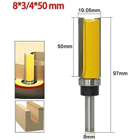 TOPHOMER Fraise à Copier, Routeur De Fraise à Bois Queue 8mm Lame 50mm En Acier Allié Haute Qualité Pour Travail Du Bois Massif/Panneau De Particules/ MDF à La Main, Jaune (8*3/4*50mm) 4 TOPHOMER Fraise à Copier, Routeur De Fraise à Bois Queue 8mm Lame 50mm En Acier Allié Haute Qualité Pour Travail Du Bois Massif/Panneau De Particules/ MDF à La Main, Jaune (8*3/4*50mm) – Image 2
