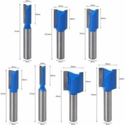 MINKUROW 7Pcs Fraise Droite à Queue De 8 Mm, 6mm 8mm 10mm 12mm 14mm 18mm 20mm De Diametre Fraise à Bois Routeur à Coupe Droite Flush Trim Pattern Router Pour Le Travail Du Bois -Toupie Soldes 60995850 3