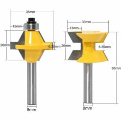 NAXUNNN 2Pcs Router Bit Set 8mm Shank 120 Degrés Fraise à Bois Rainure De Travail Du Bois Outil U De Coupe