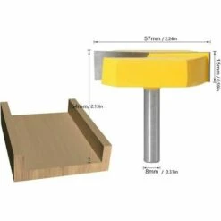 CLEGGFR Fraise Defonceuse 8mm, Fraise Rabotage De Surface De Nettoyage De Fond, T Track Routeur à Rainure En T Forme Routeur Bits, 8x57mm En Bas, Lame Jaune,LO-Ron -Toupie Soldes 63527614 3