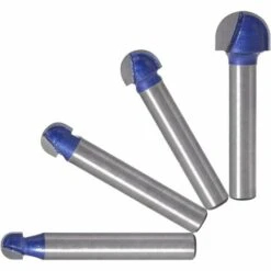 LYCXAMES 4pcs 6.35mm Nez Rond Core Box Routeur Bits 6.35mm, 7.94mm, 9.52mm, 12.7mm Outil De Coupe De Fraisage Du Bois Blue