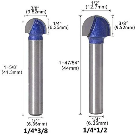 LYCXAMES 4pcs 6.35mm Nez Rond Core Box Routeur Bits 6.35mm, 7.94mm, 9.52mm, 12.7mm Outil De Coupe De Fraisage Du Bois Blue 6 LYCXAMES 4pcs 6.35mm Nez Rond Core Box Routeur Bits 6.35mm, 7.94mm, 9.52mm, 12.7mm Outil De Coupe De Fraisage Du Bois Blue – Image 4