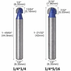 LYCXAMES 4pcs 6.35mm Nez Rond Core Box Routeur Bits 6.35mm, 7.94mm, 9.52mm, 12.7mm Outil De Coupe De Fraisage Du Bois Blue 11 LYCXAMES 4pcs 6.35mm Nez Rond Core Box Routeur Bits 6.35mm, 7.94mm, 9.52mm, 12.7mm Outil De Coupe De Fraisage Du Bois Blue -Toupie Soldes 63814021 5