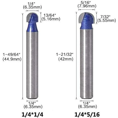 LYCXAMES 4pcs 6.35mm Nez Rond Core Box Routeur Bits 6.35mm, 7.94mm, 9.52mm, 12.7mm Outil De Coupe De Fraisage Du Bois Blue 7 LYCXAMES 4pcs 6.35mm Nez Rond Core Box Routeur Bits 6.35mm, 7.94mm, 9.52mm, 12.7mm Outil De Coupe De Fraisage Du Bois Blue – Image 5