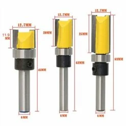 HEGUYEY Pour Affleurer Droite Carbure,Lot De 3 Fraises à Affleurer Avec Tige De 6 Mm, Fraise à Rainurer, Fraise à Bois, Alliage De Mèche De Routeur De Garniture Affleurante Pour La Maison -Toupie Soldes 64047393 2