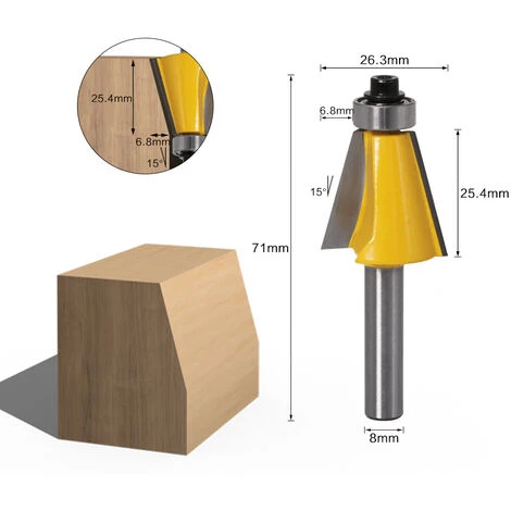 HEGUYEY Fraise à Chanfreiner, 3 Pièces Biseautée Routeur Bits Fraise à Bois Avec Boîtier Biseautée Routeur Bits Fraises à Défoncer Carbure De Tungstène 8 Mm 15°, 22.5°, 30° Pour Outils De Menuiserie 5 HEGUYEY Fraise à Chanfreiner, 3 Pièces Biseautée Routeur Bits Fraise à Bois Avec Boîtier Biseautée Routeur Bits Fraises à Défoncer Carbure De Tungstène 8 Mm 15°, 22.5°, 30° Pour Outils De Menuiserie – Image 3