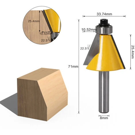 HEGUYEY Fraise à Chanfreiner, 3 Pièces Biseautée Routeur Bits Fraise à Bois Avec Boîtier Biseautée Routeur Bits Fraises à Défoncer Carbure De Tungstène 8 Mm 15°, 22.5°, 30° Pour Outils De Menuiserie 6 HEGUYEY Fraise à Chanfreiner, 3 Pièces Biseautée Routeur Bits Fraise à Bois Avec Boîtier Biseautée Routeur Bits Fraises à Défoncer Carbure De Tungstène 8 Mm 15°, 22.5°, 30° Pour Outils De Menuiserie – Image 4