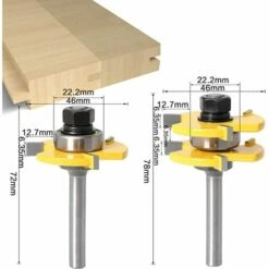 PREMIER éLOGE 45 Degrés Verrouiller Mitre Routeur Bit + Mèche De Langue + Fraise à Rainurer [ 8mm ], Fraise à Bois Pour Outils De Menuiserie -Toupie Soldes 64401579 3