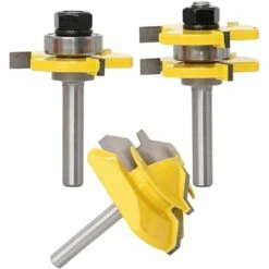 PREMIER éLOGE 45 Degrés Verrouiller Mitre Routeur Bit + Mèche De Langue + Fraise à Rainurer [ 8mm Manche], Percussion à Rainure Et à Languette Fraise à Bois Pour Outils De Menuiserie