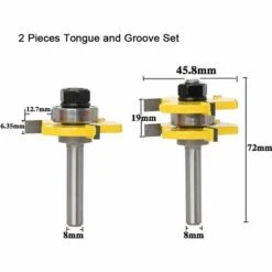 PREMIER éLOGE 45 Degrés Verrouiller Mitre Routeur Bit + Mèche De Langue + Fraise à Rainurer [ 8mm Manche], Percussion à Rainure Et à Languette Fraise à Bois Pour Outils De Menuiserie -Toupie Soldes 64404288 3