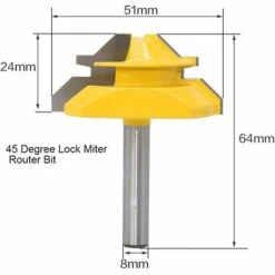 PREMIER éLOGE 45 Degrés Verrouiller Mitre Routeur Bit + Mèche De Langue + Fraise à Rainurer [ 8mm Manche], Percussion à Rainure Et à Languette Fraise à Bois Pour Outils De Menuiserie -Toupie Soldes 64404288 4