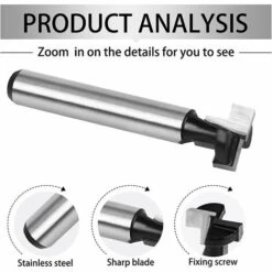 PREMIER éLOGE 8mm Fraise En Rainure En T, Routeur à Rainure En T Forme Routeur Bits, 3Pcs (8/9.5/12.7mm) Queue De Fraise Avec Lame Fraises à Bois Pour Outils électriques Outil De Menuiserie -Toupie Soldes 64405065 3
