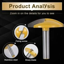 MèREÉTERNEL Fraise Horizontale Pour Toupie, Fraise Pour Chape, Petite Toupie Avec Tige De 8mm (tige De 8mm, Largeur De 1-3/4", Rayon De 1.65") Ternel -Toupie Soldes 65032088 5