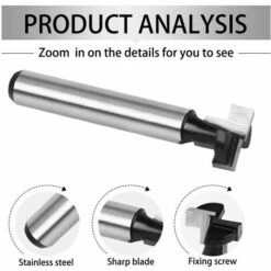 DECKON Fraise En Rainure En T, Routeur à Rainure En T Forme Routeur Bits, 3Pcs (7.93/9.52/12.7mm) Queue De Fraise Avec Lame Fraises à Bois Pour Outils électriques Outil De Menuiserie -Toupie Soldes 65101299 3