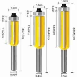 BRIDAY 3 Pièces,Fraise Defonceuse,Tige 4 Flûte Fraise à Copier Avec Roulement Supérieur Fraise Pour Affleurer Droite Carbure Fraisage De Menuiserie Bricolage De Coupe (Métal) -Toupie Soldes 65175117 2