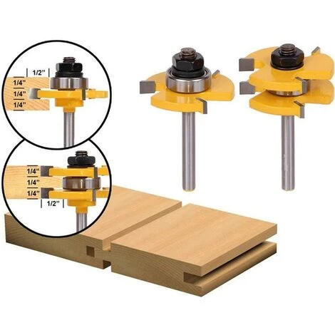 BDD Jeu De 2 Mèches à Languette Et Rainure, 3 Dents, Tige De 1/4 Pouce, Forme T, Outil De Coupe Du Bois, Outils Pour Le Travail Du Bois. 4 BDD Jeu De 2 Mèches à Languette Et Rainure, 3 Dents, Tige De 1/4 Pouce, Forme T, Outil De Coupe Du Bois, Outils Pour Le Travail Du Bois. – Image 2
