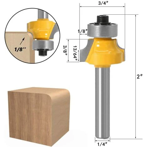 OSQI Lot De 4 Mèches De Toupie Rondes Sur Bordure, Tige 1/4" 4 OSQI Lot De 4 Mèches De Toupie Rondes Sur Bordure, Tige 1/4" – Image 2