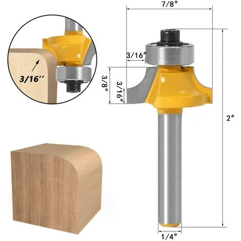 OSQI Lot De 4 Mèches De Toupie Rondes Sur Bordure, Tige 1/4" 5 OSQI Lot De 4 Mèches De Toupie Rondes Sur Bordure, Tige 1/4" – Image 3