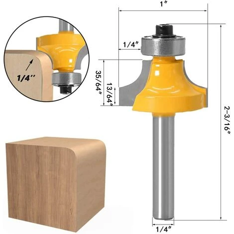 OSQI Lot De 4 Mèches De Toupie Rondes Sur Bordure, Tige 1/4" 6 OSQI Lot De 4 Mèches De Toupie Rondes Sur Bordure, Tige 1/4" – Image 4