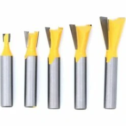 OSQI Lot De 5 Mèches à Queue D'aronde à Tige De 8 Mm, Mèches à Joint Demi-aveugle Et à Queue D'aronde, Diamètre De Coupe 1/4" 3/8" 1/2" 5/8" 3/4" Outils De Fraisage Pour Le Travail Du Bois