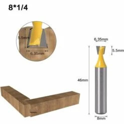 OSQI Lot De 5 Mèches à Queue D'aronde à Tige De 8 Mm, Mèches à Joint Demi-aveugle Et à Queue D'aronde, Diamètre De Coupe 1/4" 3/8" 1/2" 5/8" 3/4" Outils De Fraisage Pour Le Travail Du Bois -Toupie Soldes 65506697 3