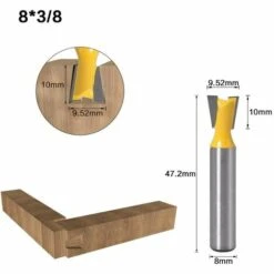 OSQI Lot De 5 Mèches à Queue D'aronde à Tige De 8 Mm, Mèches à Joint Demi-aveugle Et à Queue D'aronde, Diamètre De Coupe 1/4" 3/8" 1/2" 5/8" 3/4" Outils De Fraisage Pour Le Travail Du Bois -Toupie Soldes 65506697 4