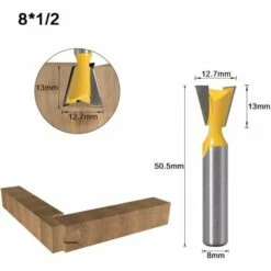 OSQI Lot De 5 Mèches à Queue D'aronde à Tige De 8 Mm, Mèches à Joint Demi-aveugle Et à Queue D'aronde, Diamètre De Coupe 1/4" 3/8" 1/2" 5/8" 3/4" Outils De Fraisage Pour Le Travail Du Bois -Toupie Soldes 65506697 5